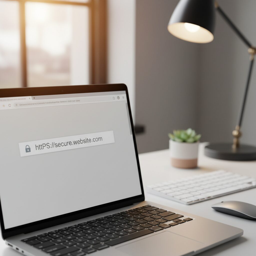 Cadenas HTTPS dans la barre d'adresse d'un navigateur sur un écran d'ordinateur