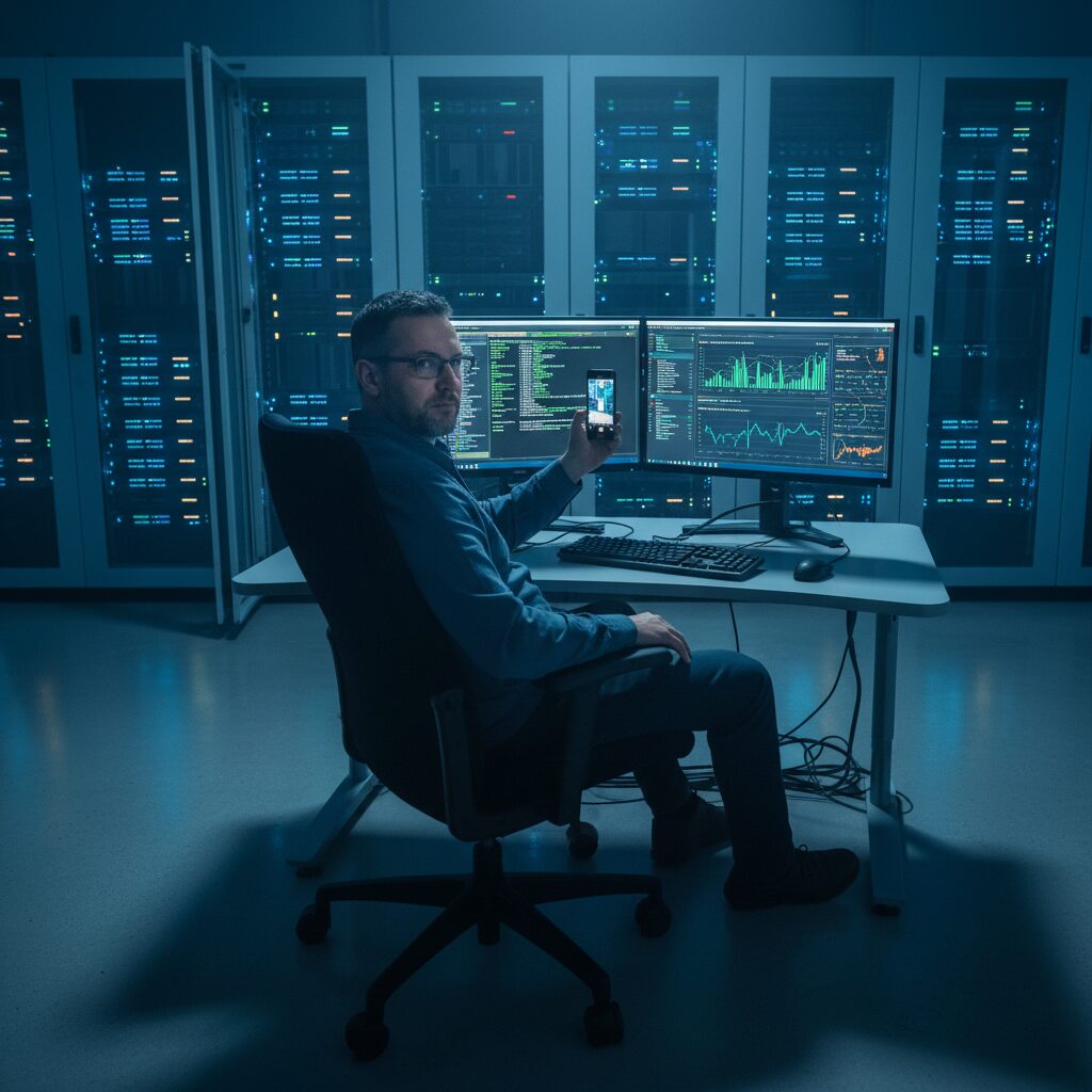 Administrateur système vérifiant les certificats SSL sur un serveur