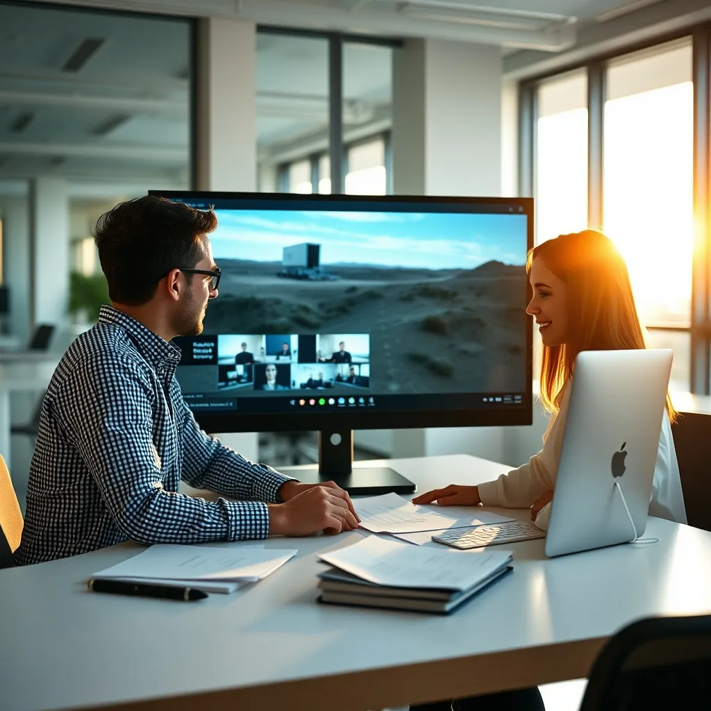 Une équipe créative analyse les résultats d'un générateur vidéo par intelligence artificielle