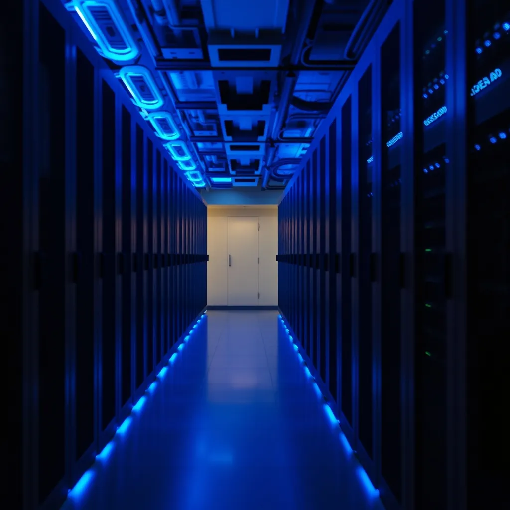 Une salle serveur hébergeant les registries Docker et l'infrastructure de conteneurisation