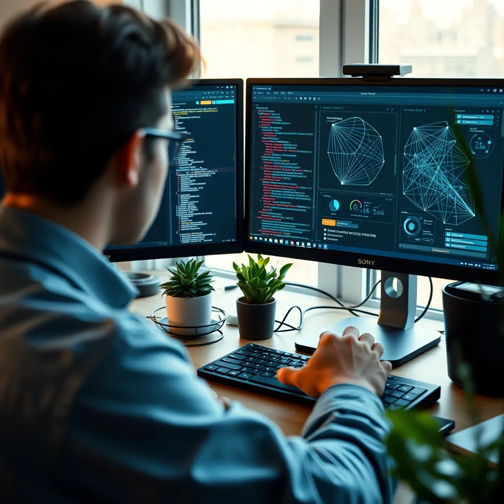 Un data scientist développe un modèle de machine learning dans son environnement de travail