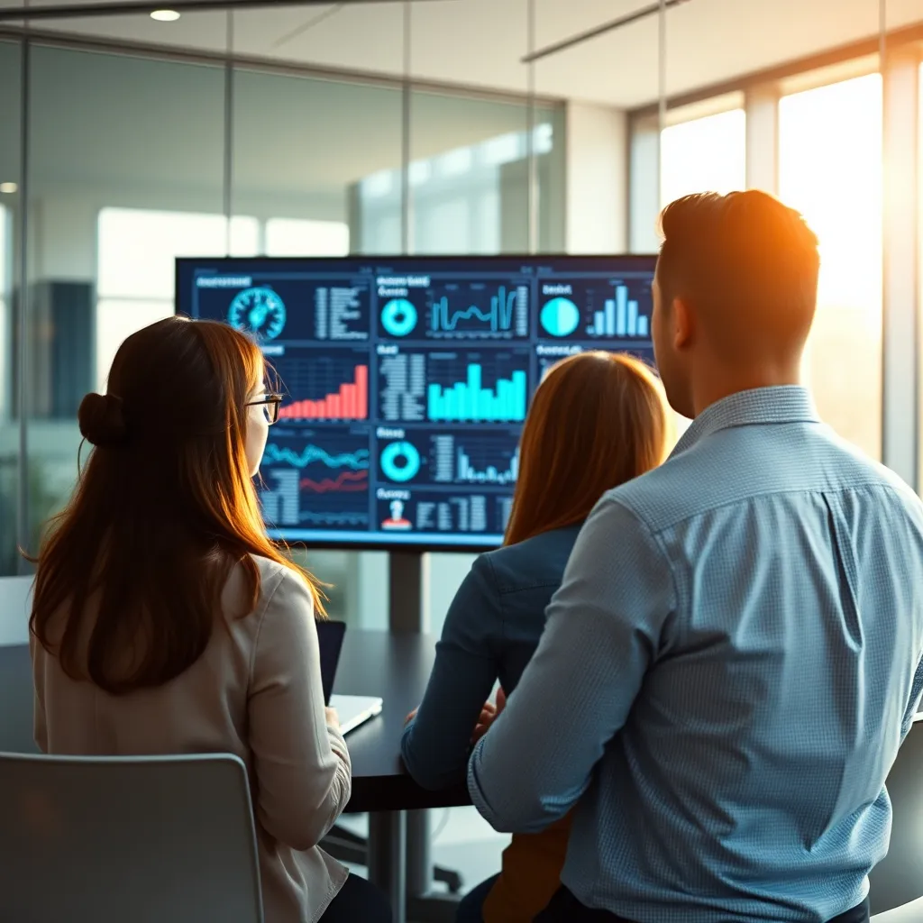 Équipe professionnelle analysant des résultats générés par intelligence artificielle