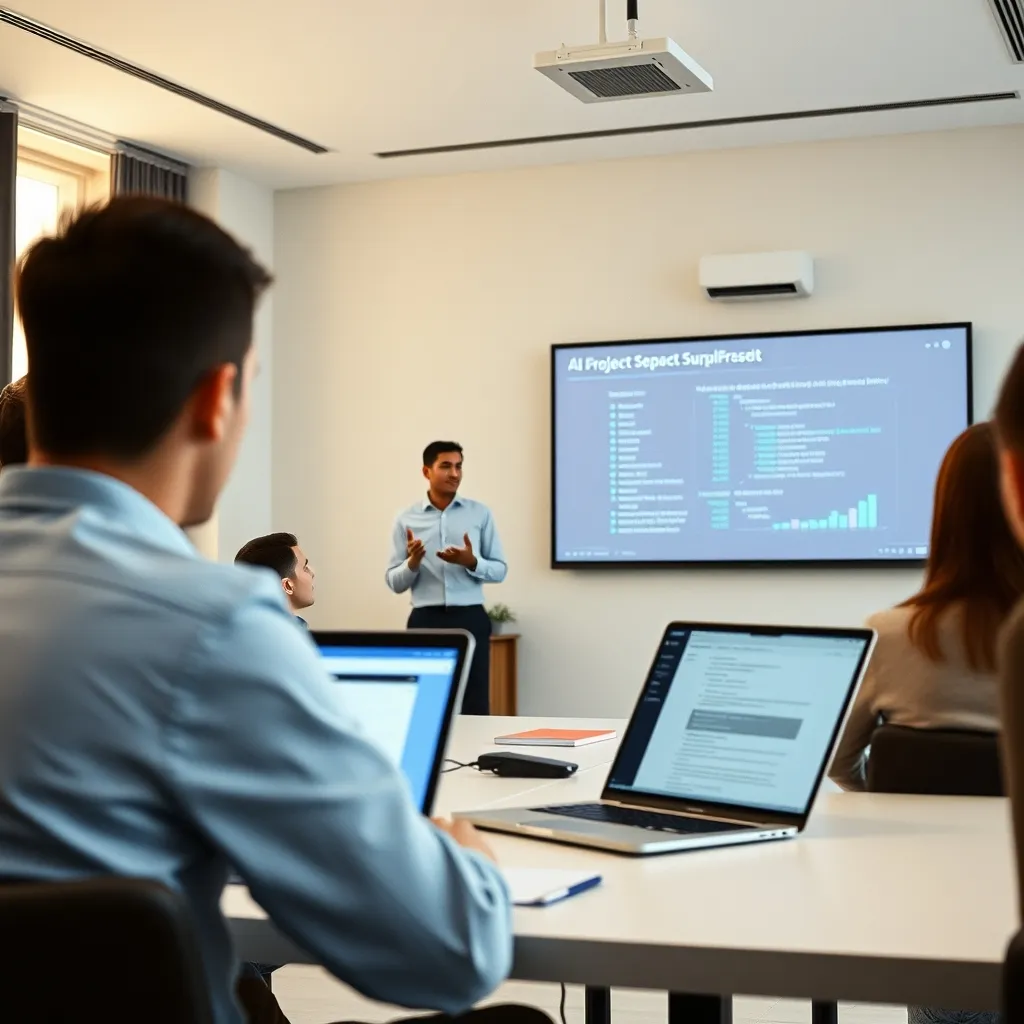 Soutenance de fin de stage en intelligence artificielle devant l'équipe technique