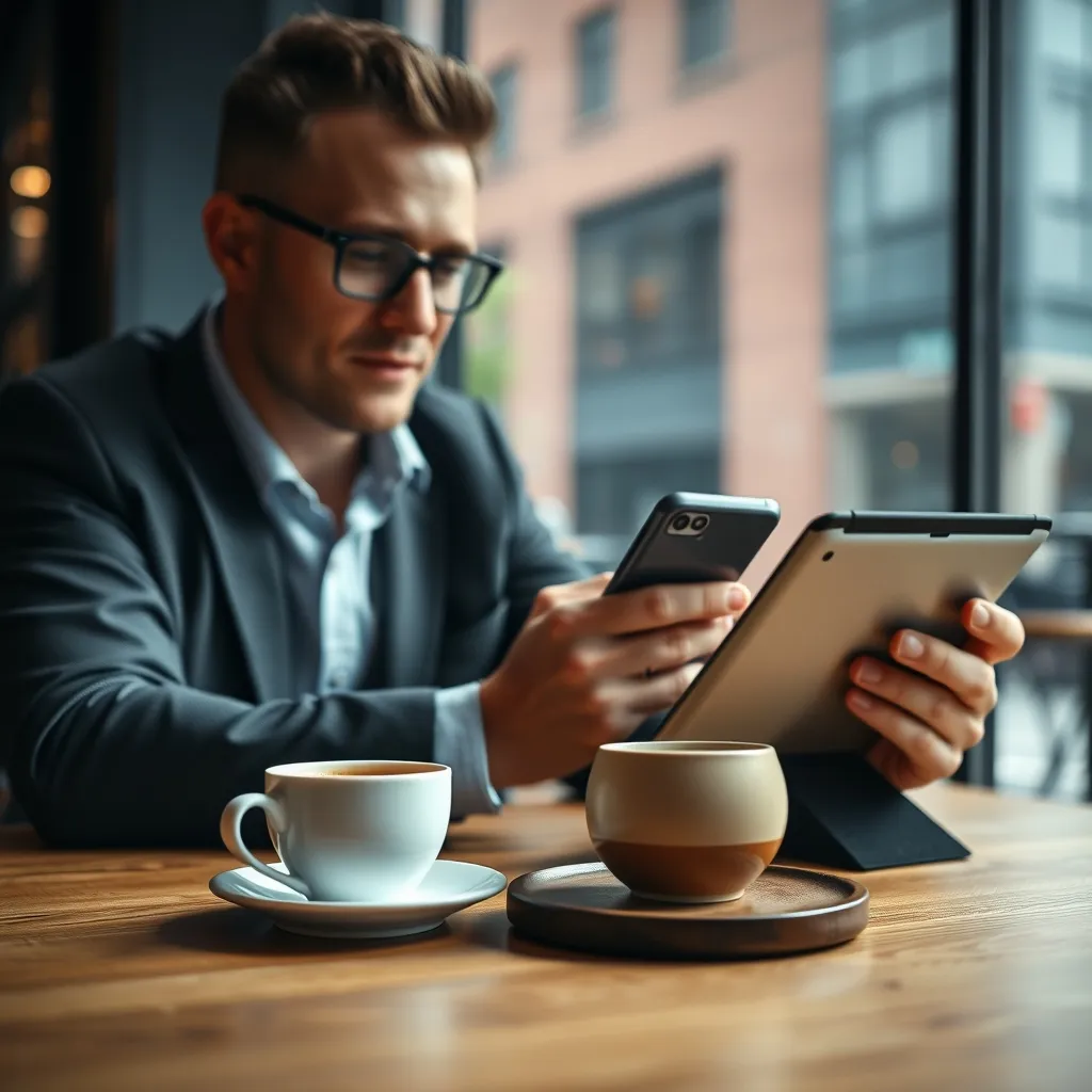 Un commercial consulte ses fiches clients en mobilité grâce au CRM SaaS