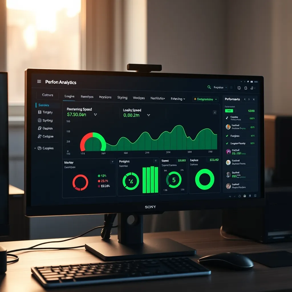 Tableau de bord d'analyse de performances pour optimiser la vitesse d'un site Divi