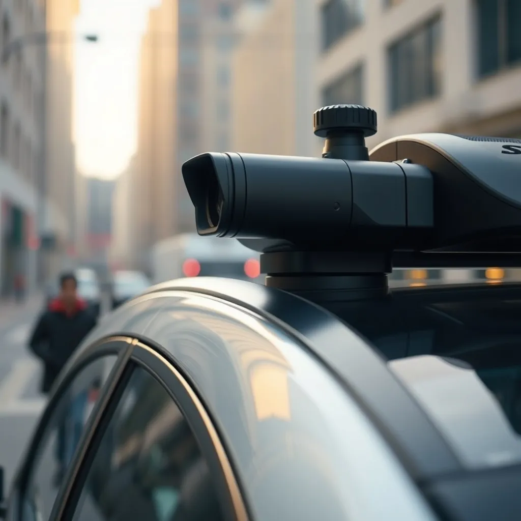 Capteurs lidar et caméras montés sur un véhicule autonome en milieu urbain