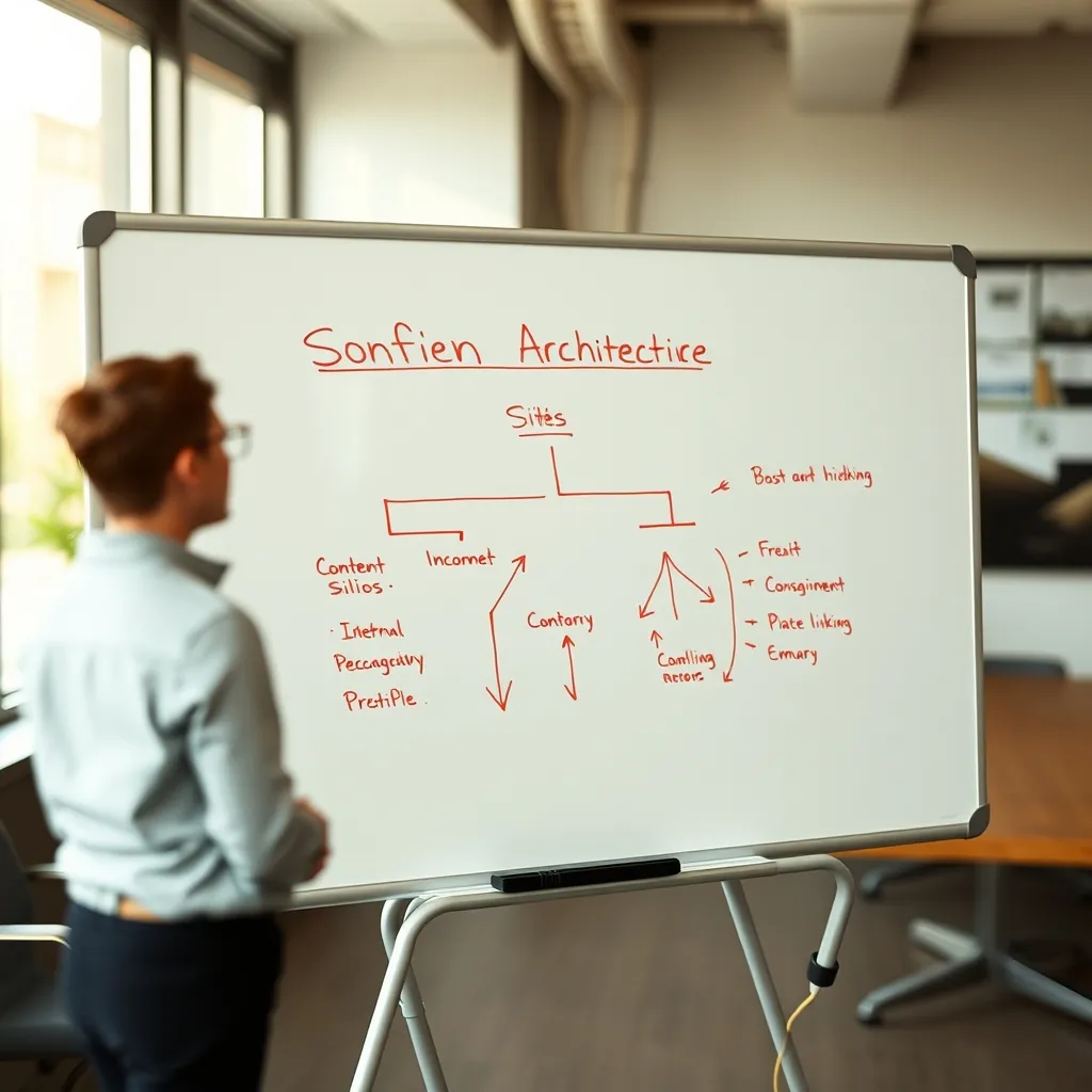 Schéma d'architecture en silos et de maillage interne pour un site WordPress