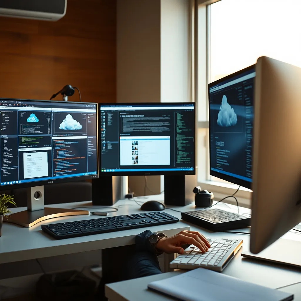 Un développeur configurant des ressources de cloud computing public depuis sa console d'administration