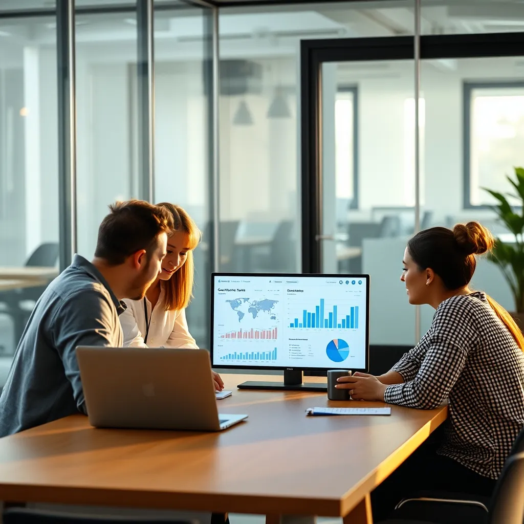 Une équipe analyse les données clients issues de leur CRM collaboratif
