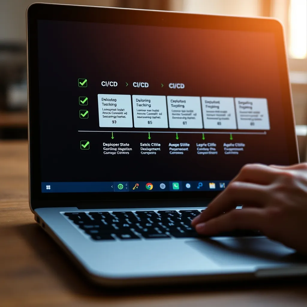 Un pipeline CI/CD affichant les étapes de test et de déploiement automatisé