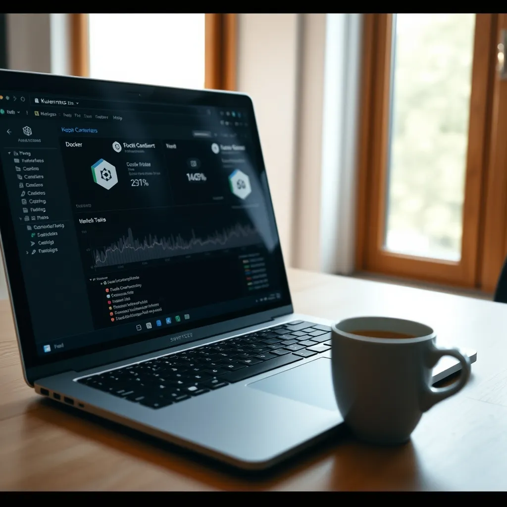 Tableau de bord Kubernetes affichant les métriques de conteneurs Docker en temps réel