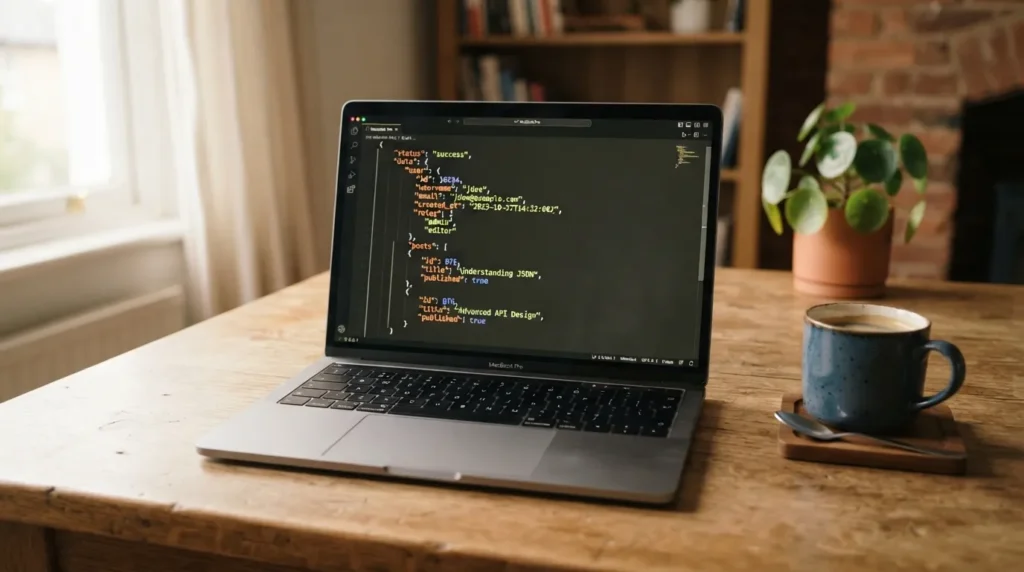 Un appel API REST retourne des données au format JSON, lisibles aussi bien par le navigateur que par le serveur
