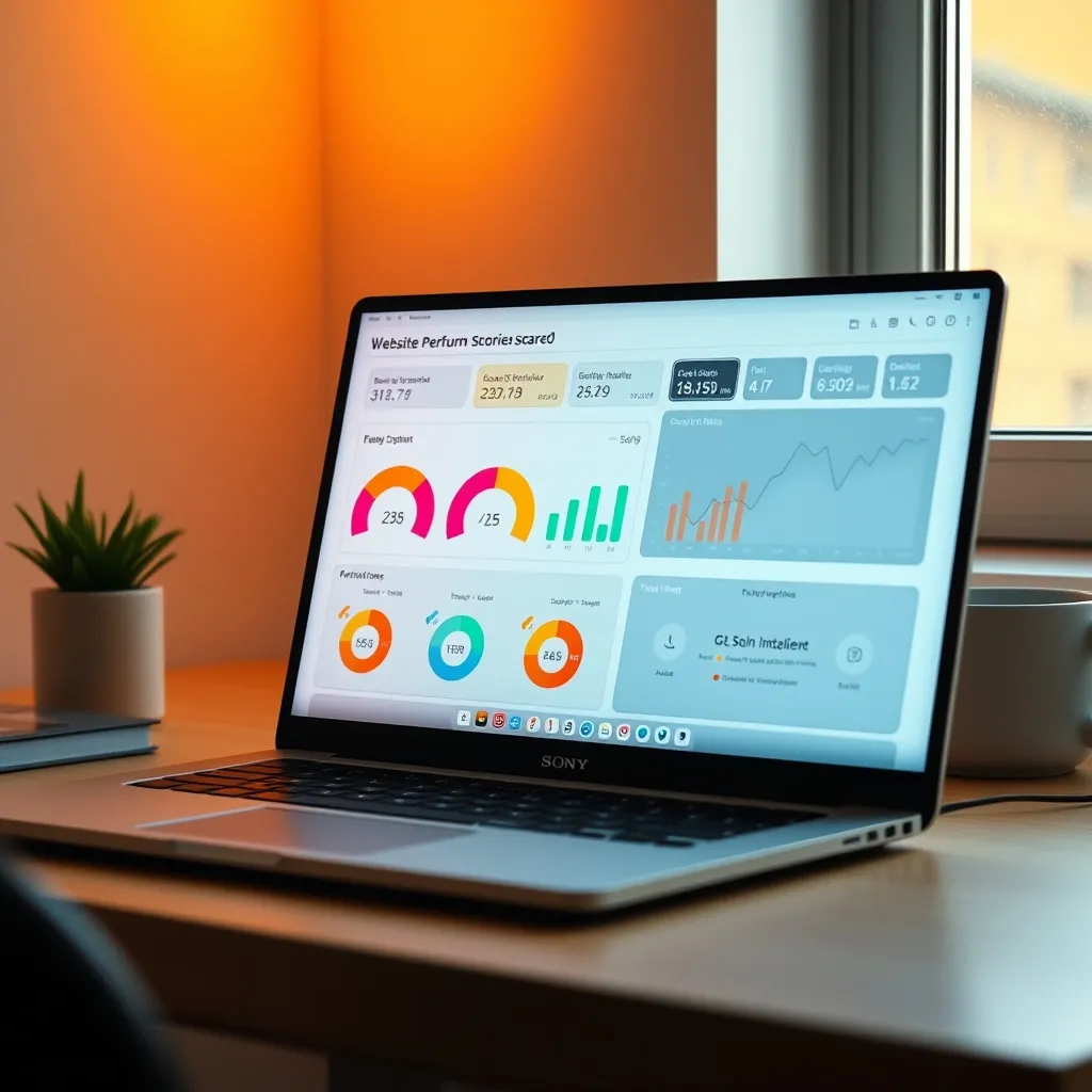 Tableau de bord PageSpeed Insights affiché sur un écran d'ordinateur portable